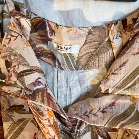 Pants floral motif beige brown pink size 12 Ever New Melbourne - Picture 3 of 9
